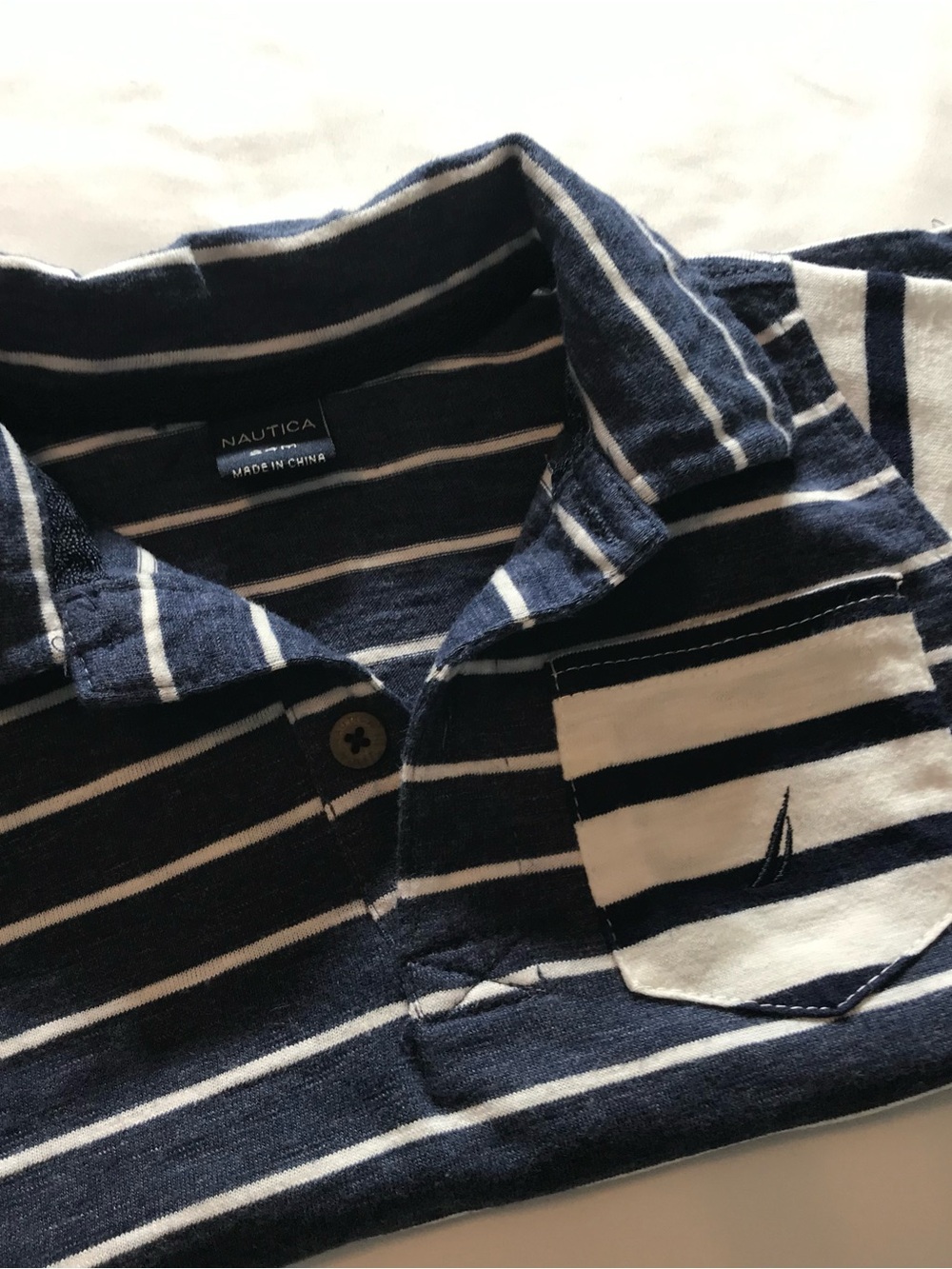 Nautica Boys Navy and White Striped Polo